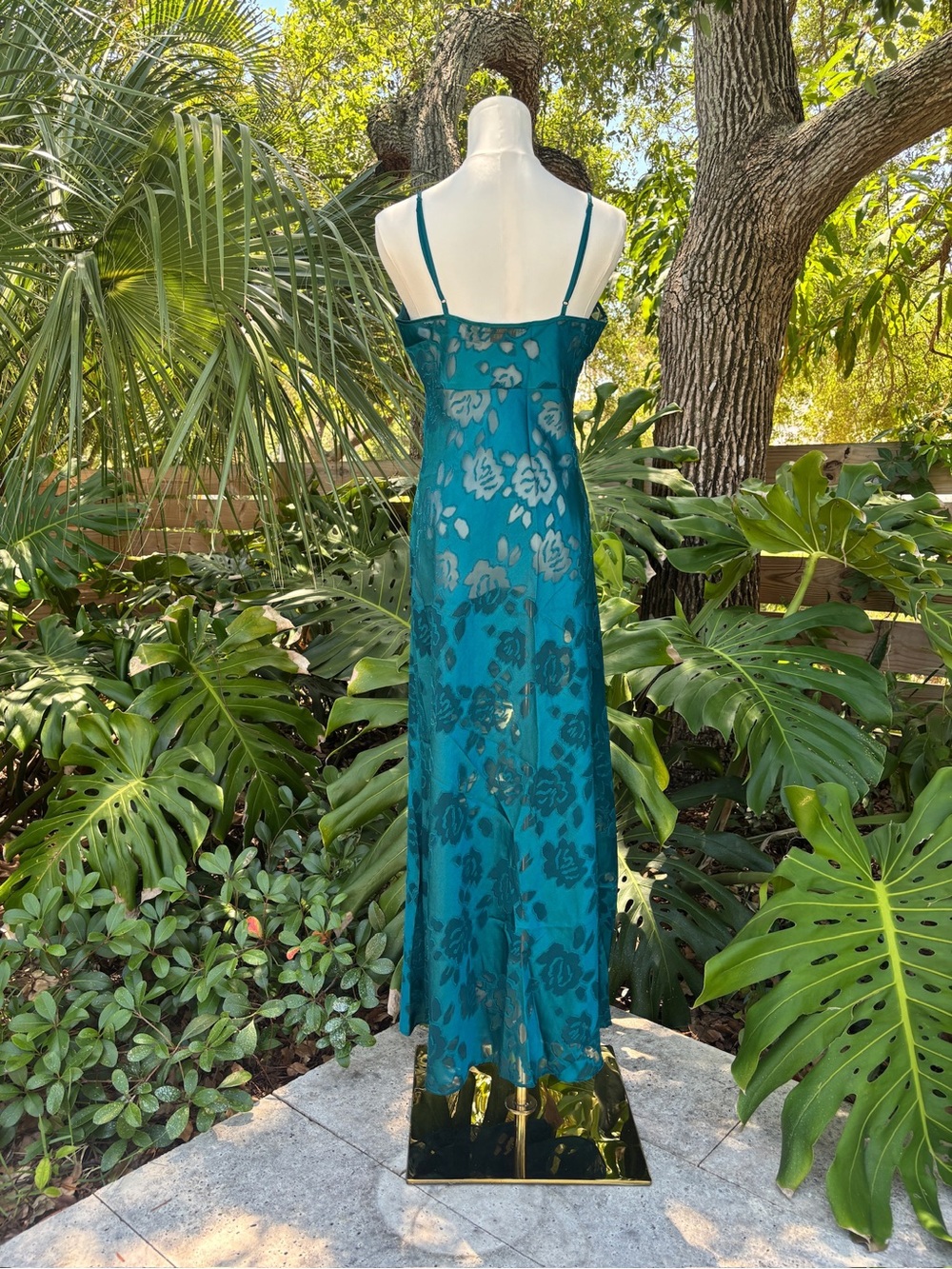 90s Victoria’s Secret Teal Burnout Floral Slip Dress | Vintage Lingerie - Picture 2 of 6